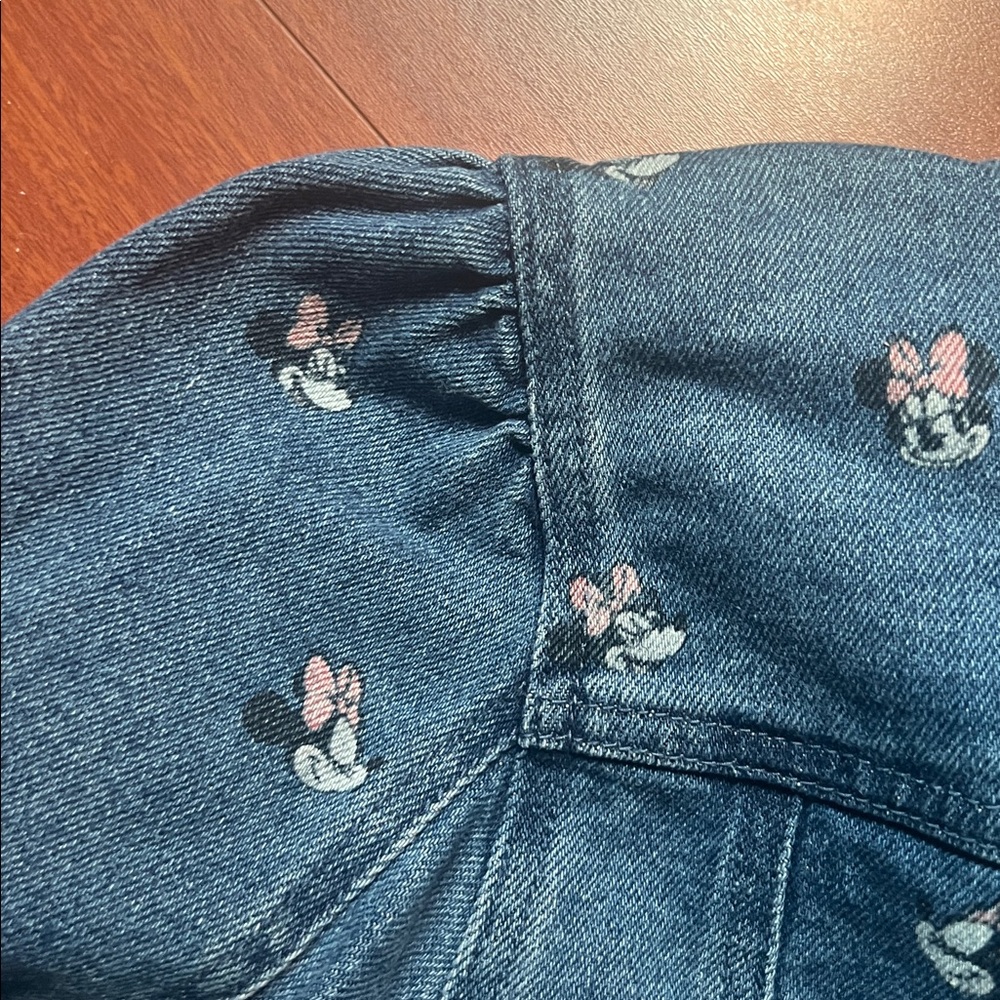 Disney womens Minnie Mouse XL Blue‎ Floral cropped jean trucker Jacket - Picture 7 of 9